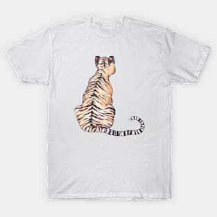 Tiger from behind ink and watercolor T-Shirt